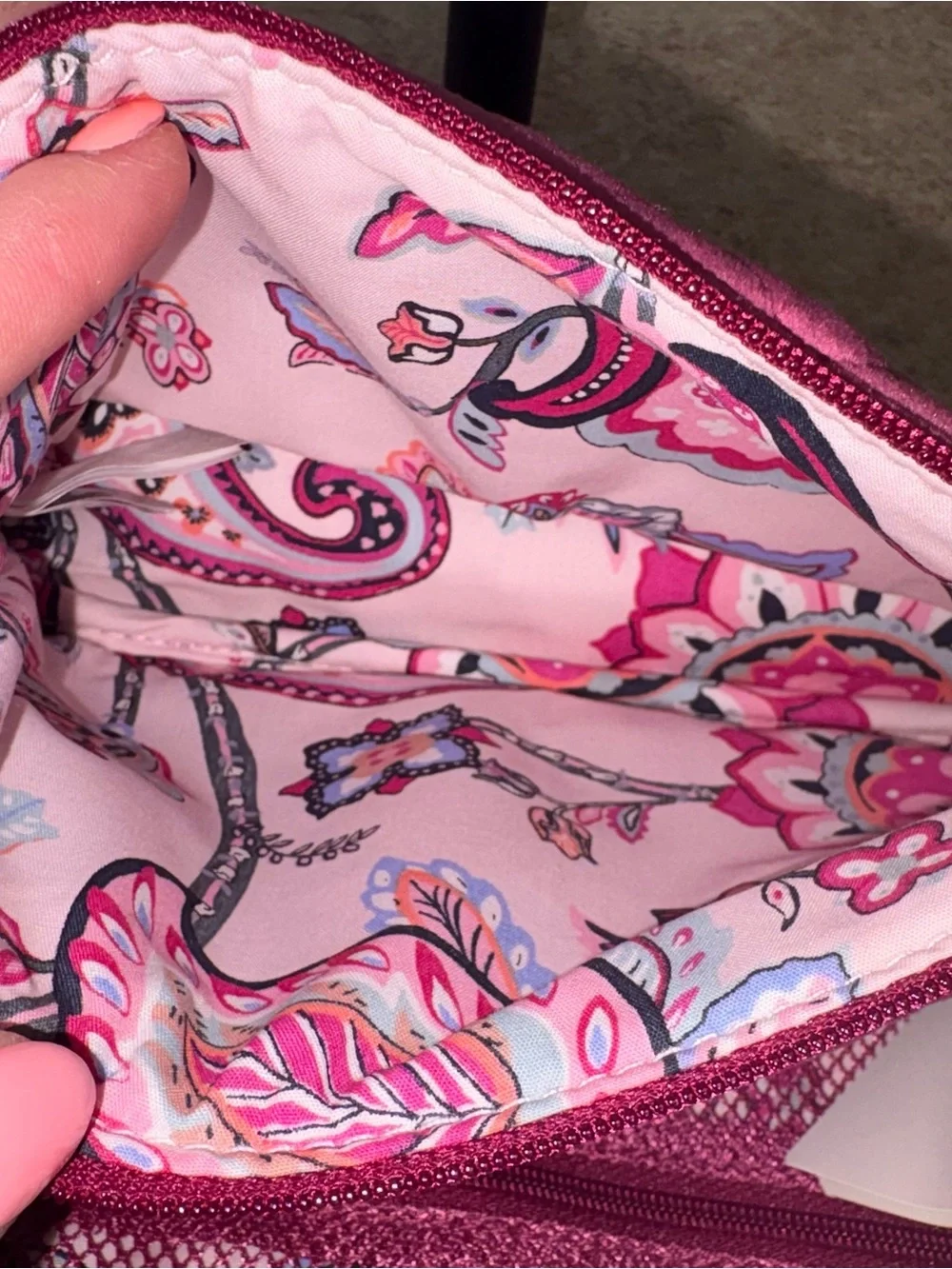 Vera Bradley Quilted Velvet Cosmetic Pouch in Raspberry